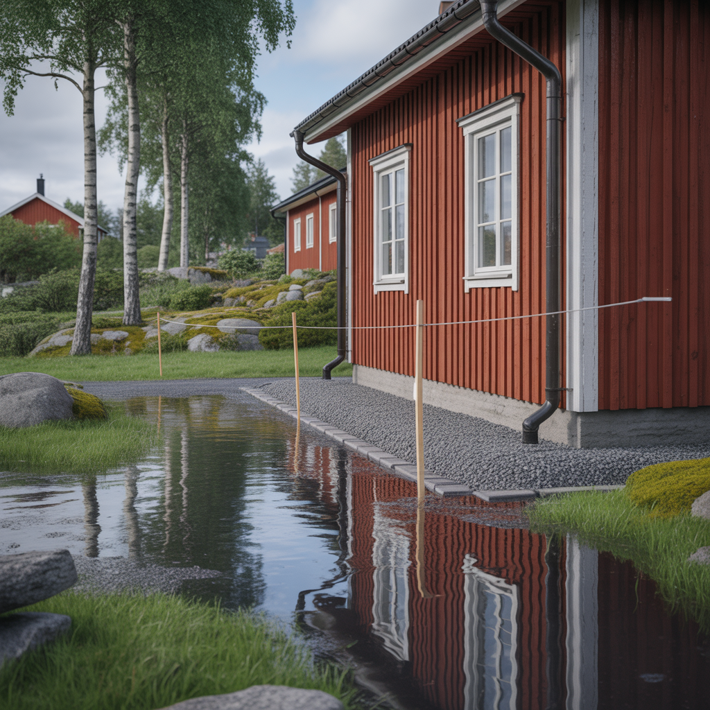 staende vatten pa tomten felsokning av dranering och fall