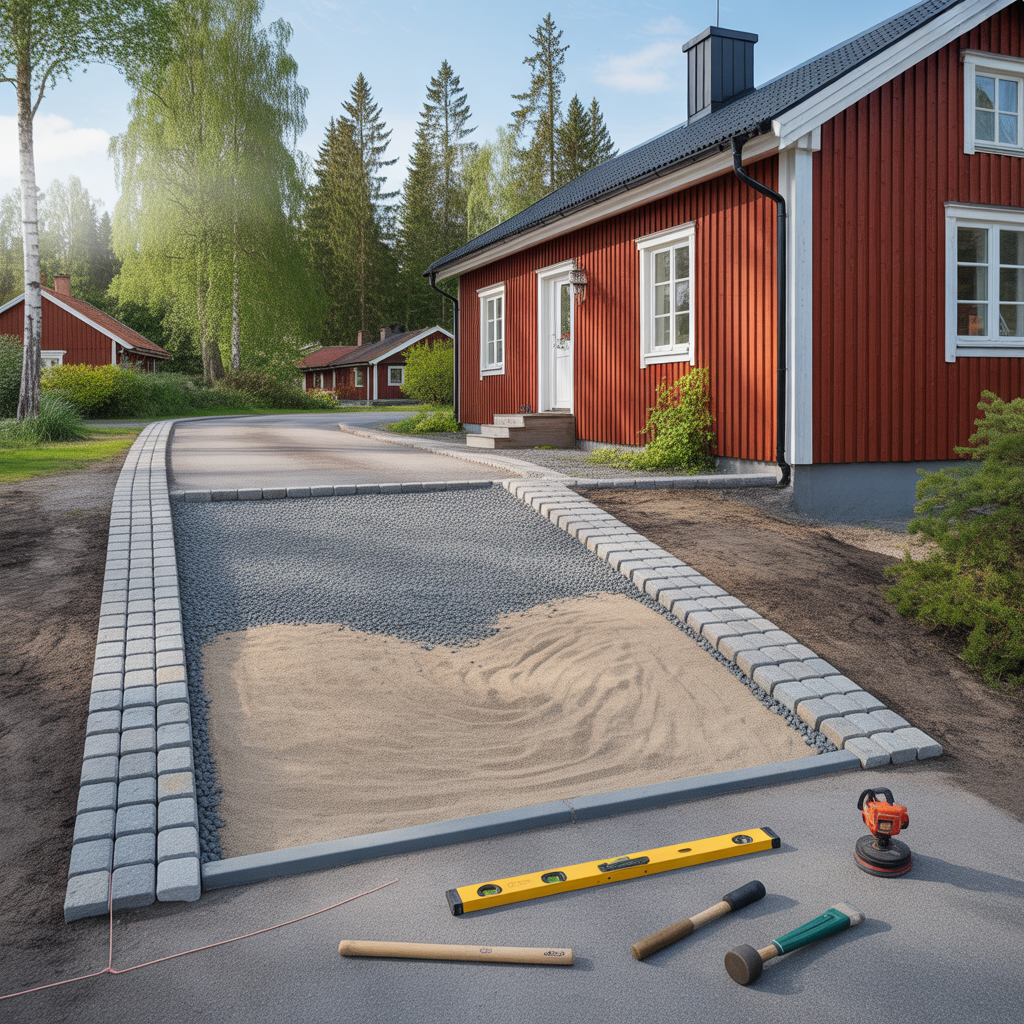 kantsten runt uppfart kostnad matt och laggning