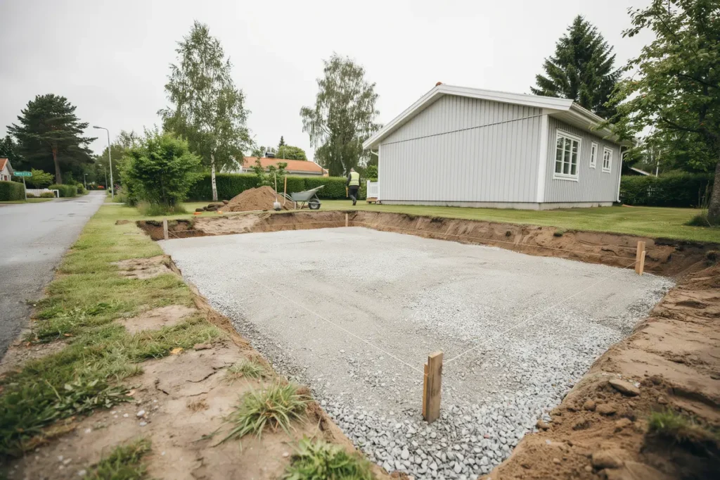 schaktning och grundf rberedelser f r garagebygge i smedstorp
